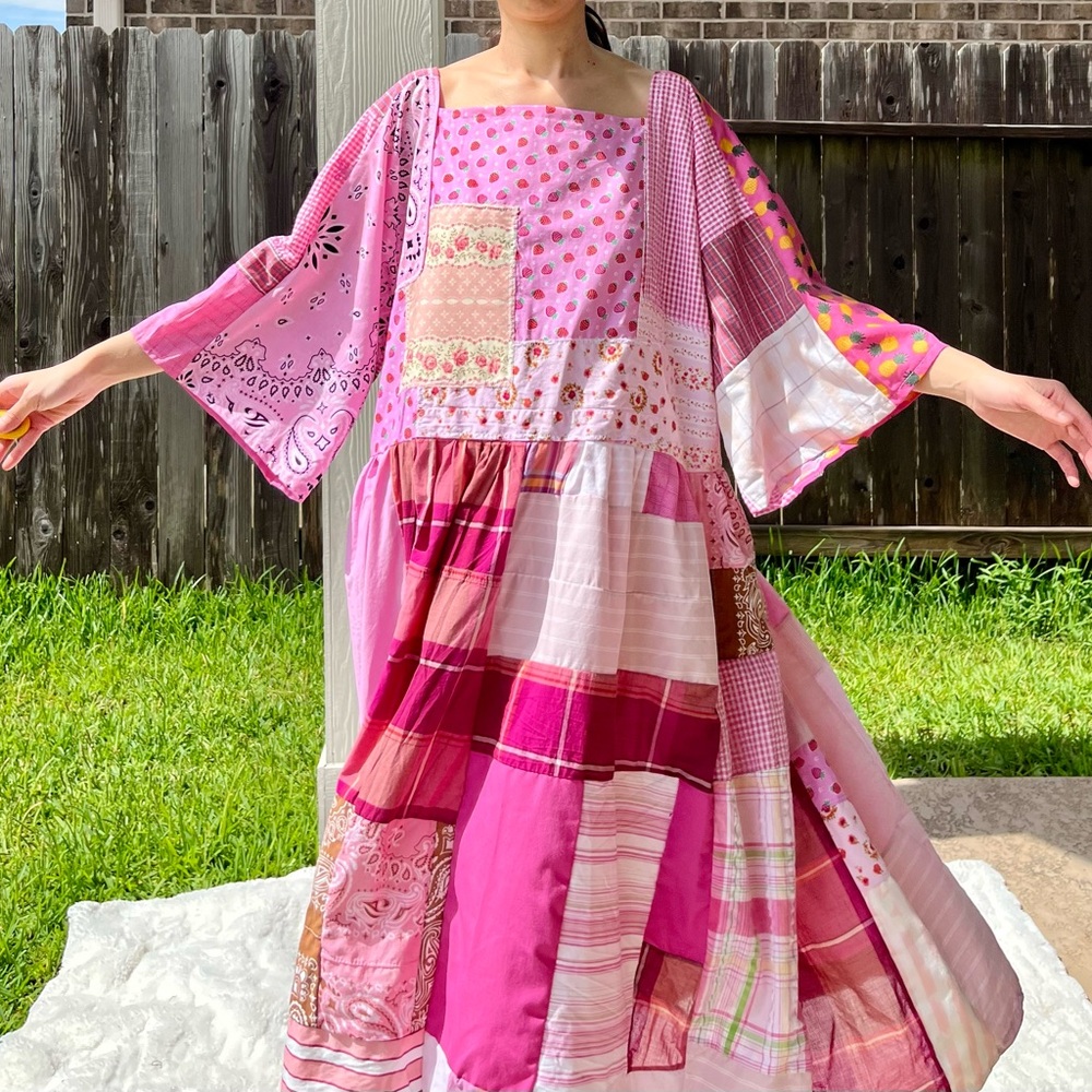 Bandana&Strawberry | Handmade Quilted Patchwork Sleeveless Dress – SKU 05283